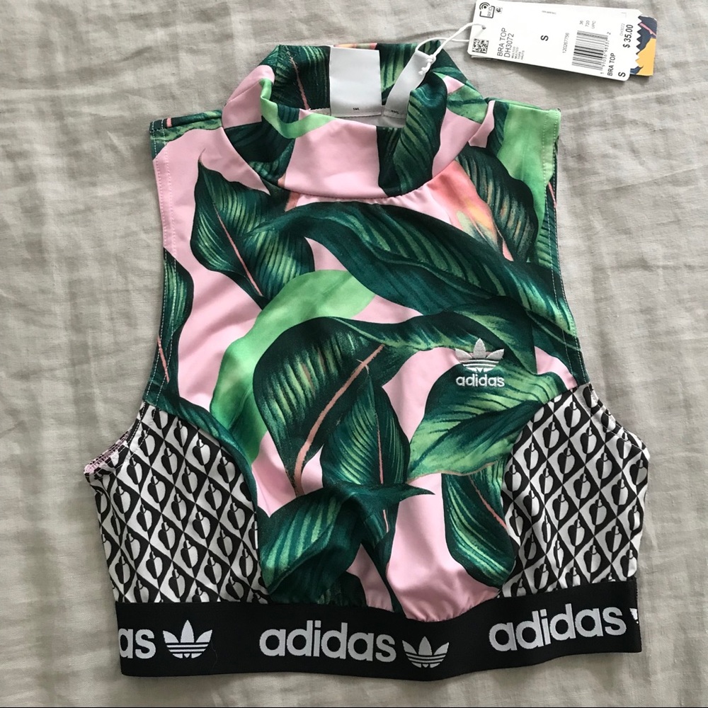 Tropical Adidas training crop top